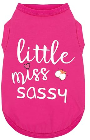 Paiaite Dog Clothes Fashionable Sleeveless Pet Vest: 'Little Miss Sassy' Printed Cotton Dog Shirt, Ideal for Small, Medium, and Large Breeds, Ensuring Comfort and Breathability Rose Red M
