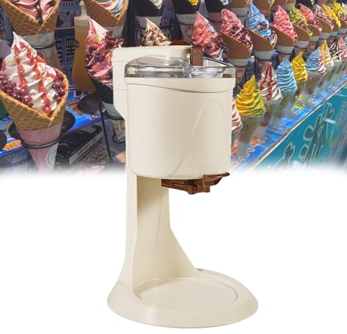 Kindevieft Machine à CrèMe GlacéE Molle, 1l DIY Kitchen Automatic Mini Fruit Soft Ice Cream Machine for Home, Fruit Dessert Yaourt Cone Ice Cream Maker, 220v