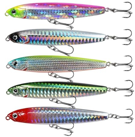 Cebo para | 5 Colores Köfi Cebo Duro – con anzuelos realistas – Fácil para Trucha, Perca, río, Lago, Agua Salada, Orilla, Kayak, Estanque, Pescadores