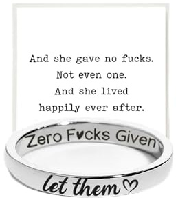 ZenVib Let Them Zero Fcks Given Mantra Ring For Women, Best Friends Engraving Stackable Self Worth Motivation Friendship Gift Jewelry (Silver 7)