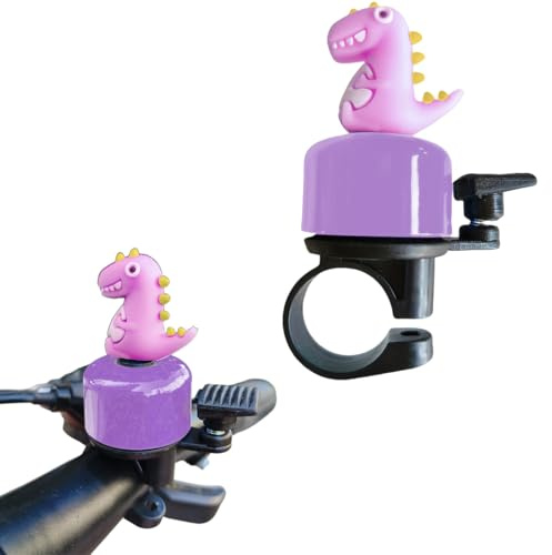 LEPGUYO Cykelringklocka flicka dinosaurie lila - ringklocka för cykel scooter trehjuling, present flickor pojkar cykeltillbehör