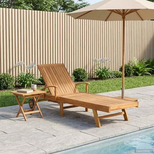 Refined Tumbona con Mesa 2 pcs Marrón con Mesa