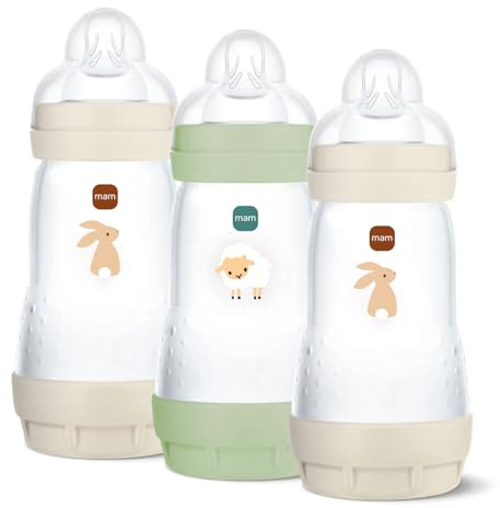 MAM Biberón anticólicos de 260 ml, 3 unidades, incluye tetina, tamaño 1 a partir de 0 meses