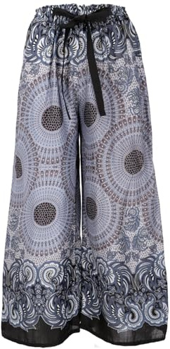 GURU SHOP Palazzohose, Schlaghose, Boho Sommerhose, Hippie Goa Hose - Schwarz, Damen