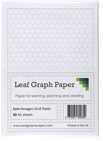 A5 hexagonale papier millimétré 10 mm 1 cm – 30 feuilles mobiles Feuilles – Gris quadrillage