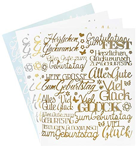 Ideen mit Herz Sticker Handlettering Art | Aufkleber | Verschiedene Schriftzüge zur Hochzeit, Liebe, Trauer, Weihnachten, Ostern uvm. | Jeweils 4 Bogen à 20 x 23 cm (Gratulationen | Liebe Grüße)