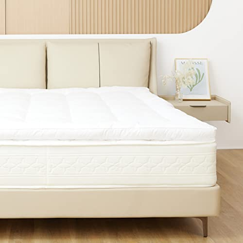 Sweetnight 3D Ultra Soft Matratzen Topper Microfibre Polyester Langlebig Atmungsaktiv Matratzenauflage Matratzentopper Superweich Flauschige Matratzenbezug 180 x 200 x 6 cm Weiß