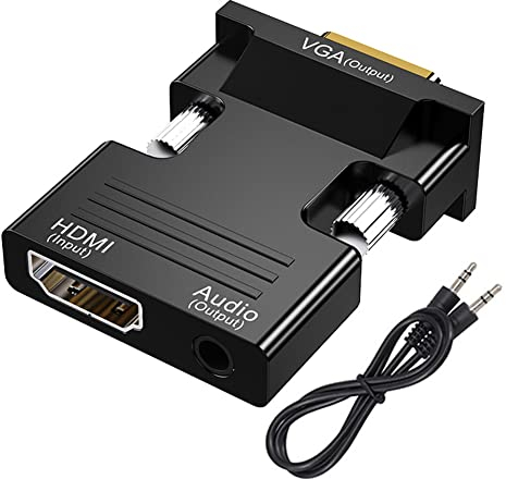 SELIACR HDMI auf VGA Adapter mit 3.5mm Audiokabel, 1080P 60Hz HDMI auf VGA Konverter für Laptop auf TV/Monitor/Projektor