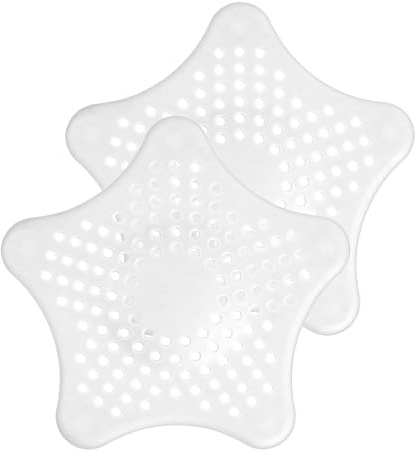 Universell avloppssil, 2 delar, i vitt, av TPR, 155 x 135 mm, med 5 sugkoppar för ett fast grepp, för avlopp upp till Ø 90 mm, avloppssil för handfat, hårsil för handfat, badkarsfilter