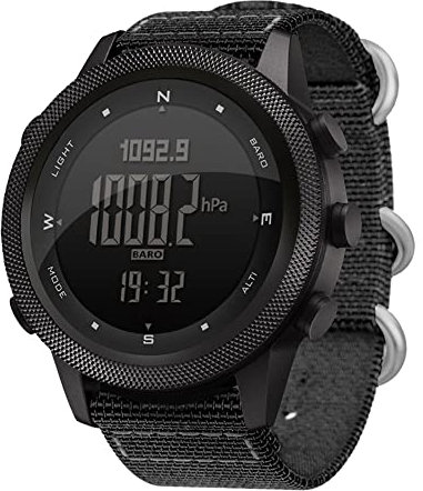 SBTU Reloj Deportivo al Aire Libre Reloj de Pulsera Militar Digital Relojes multifunción Impermeables del ejército con brújula Altímetro Termómetro Podómetro Retroiluminación LED Alarma, Negro