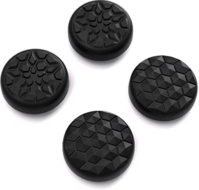 PlayVital Agarres para el Pulgar para Steam Deck LCD Silicona Tapas de Joystick para PS Portal Caps Thumb Grip Cubierta para Joystick Thumbsticks para Steam Deck OLED(Grano de Diamante&Grieta-Negro)