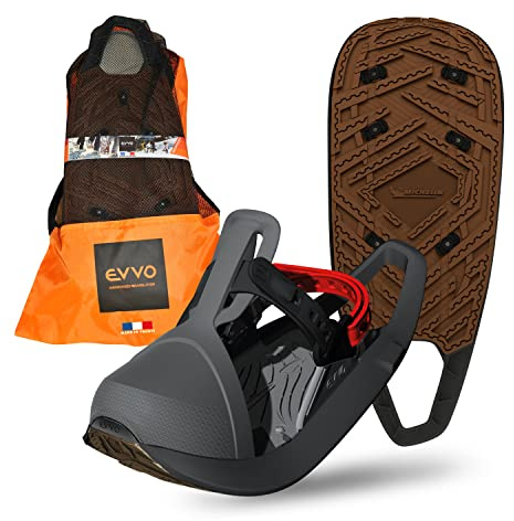 EVVO - TOREE - Raquette à Neige Made in France avec Semelles Biosourced90® Cloutées Michelin®, Fixations Réglables, pour Homme et Femme avec Sac de Transport Inclus, Tout Terrain, Randonnée Neige