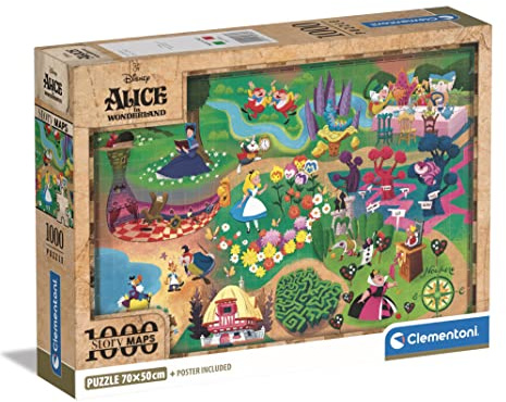 Clementoni Disney Alicia in Wonderland – 1000 Pieces – Puzzle for Adults, Made in Italy, Multicoloured, 70 cm x 50 cm (39785)