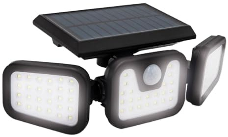 Panta TrioSolar - Hochleistungs-Solar Aussenleuchte - energiesparende Solarlampe mit starkem Akku - 74 LEDs & 600 Lumen Leuchtkraft - mit Bewegungsmelder, Abschaltfunktion & Tageslicht