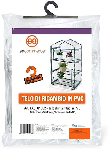 Serra da Giardino e Balconi con copertura in PVC impermeabile per Orti, Piante e fiori (Telo di Ricambio per Serra da 3 Ripiani)