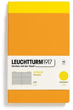 LEUCHTTURM1917 368179 Jottbook (A5), 59 Numbered Pages, Ruled, Lemon and Rising Sun, Pack of 2