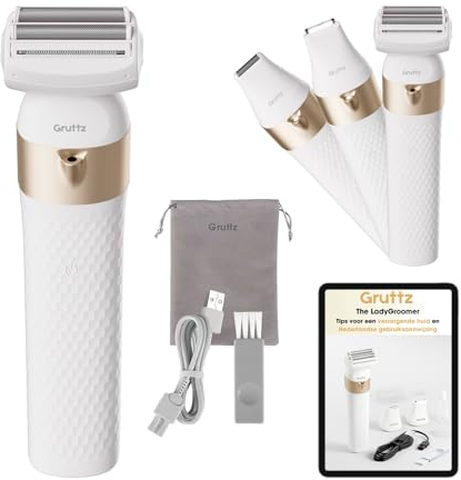 Gruttz - 3 in 1 Ladyshave für Frauen - LadyGroomer - Inklusive Reisetasche - Trimmer Frau - Rasierer Frauen