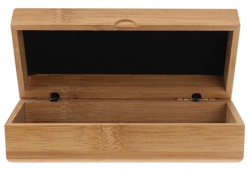 PACKOVE Caja de gafas de bambú de madera con cierre plegable de resorte, estuche portátil para gafas de sol para hombre, funda para gafas de sol vintage para viajes y protección diaria
