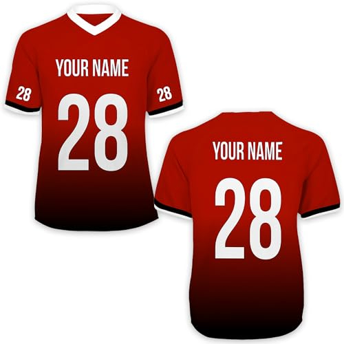Personifiera fotbollströja – varje namn nummer teamlogotyp – personlig fotbollströja för vuxna och barn, Svart röd, 10 år