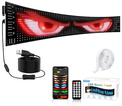 Insegna Luminoso LED, Pannello Flessibile Programmabile 90 x 20CM,Scritte LED Personalizzate Sostegno Testo, Animazione, Emoji Display, Bluetooth Smart APP, USB
