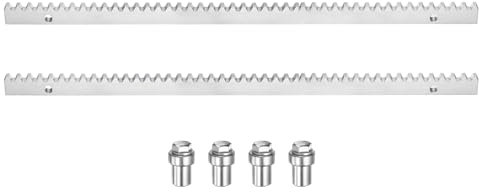 sourcing map Estante de engranajes de acero, 2 piezas en total de 3.3 pies, estante reforzado resistente con accesorios de montaje, engranaje recto para operadores de puertas correderas, abridores de