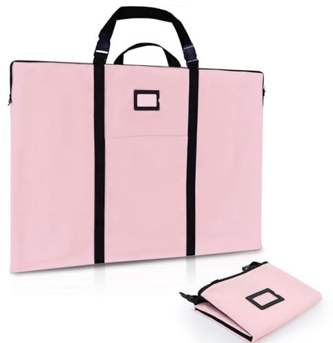 GNEGNI LIFE Borsa da trasporto leggera per artisti, 61 x 91,4 cm, borsa per disegno con maniglia e tracolla rimovibile, morbida borsa per materiali artistici, per tele incorniciate A1/A2, Colore: rosa