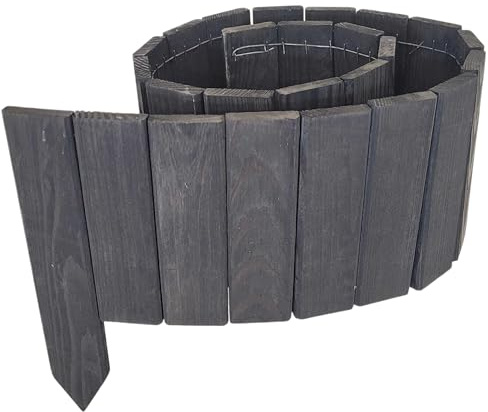 WEECO Valla de madera para jardín de 550 cm, juego de 5 unidades, 110 x 15,5 cm, estacas de 25 cm, color antracita, flexible y decorativo