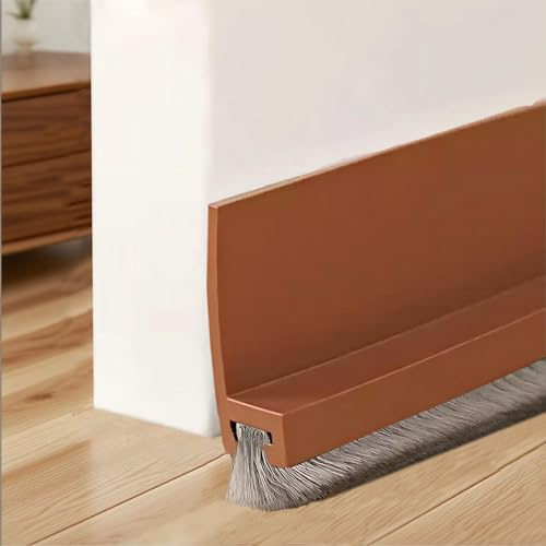 PFSLiang Burlete Silicona Puerta 100cm, Burlete Autoadhesivo, Autoadhesivo para, Junta de Cepillo Para Puerta, Con Cepillo Antipolvo Aislamiento, Marrón