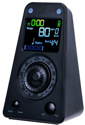 POENVFPO Digital Metronom, Vokal Elektronisk Metronomtimer med BT -högtalare för Piano Gitarrtrumma Guzheng (Svart)