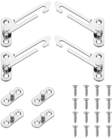 Window Lock 304 Stainless Steel - 4 Pcs Window Restrictors Locks with 16 Screws, Window Safety Locks for UPVC, Window Restrictor Adjustable Design for Families, Kindergartens, Schools, and More