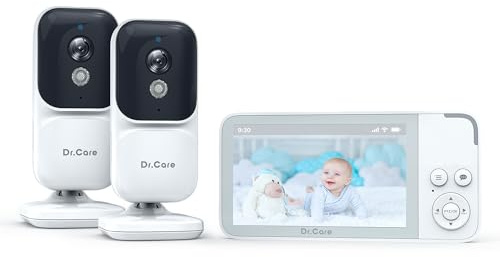 Dr. Care NeoView 3.5” Video Baby Monitor with 2 Cameras, No WiFi | 2-Way Audio, Video Loop Recording, Night Vision, Real-Time/VOX Monitoring, Temp Sensor, Lullabies, Supports Up to 128GB