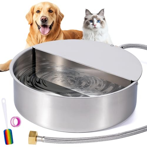 CBKKLHY 6L Automatic Dog Water Bowl Dispenser Outdoor Stainless Steel Pet Waterer Self Filling Waterer for Large Dog Cat Chicken Duck Goat