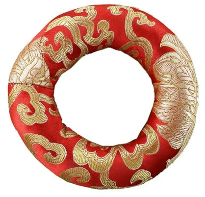 Violiica Coussin en brocart de soie pour bol chantant tibétain avec motif nuage de bon augure brodé à la main, coton fait à la main, poisson en bois, 8 cm/10 cm/12 cm