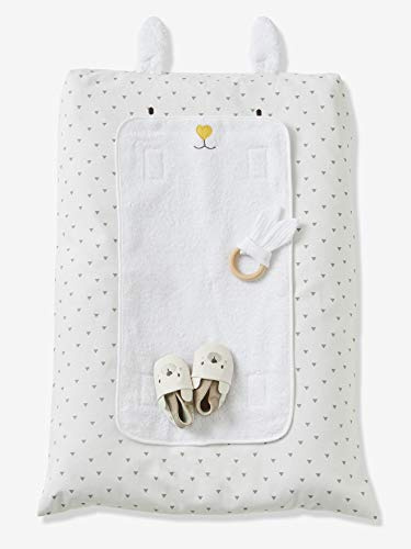 VERTBAUDET Housse de matelas à langer Lapin blanc imprimé TU