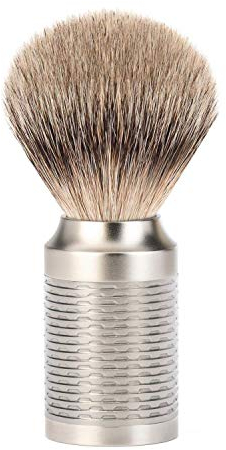 MÜHLE Rocca, Rasierpinsel, Silberspitz Dachszupf, Handarbeit, Griff aus Edelstahl