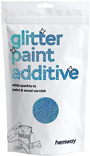 Hemway Glitter Paint Additive - Ocean Blue Holographic | 100g Ultrafine Metallic Flakes for Adding Sparkle to Paints & Wood Varnish | Add to Emulsion, Acrylic & Latex for Indoor Sparkly Walls