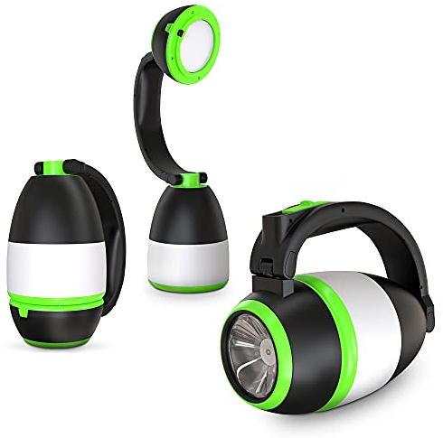 B.K.Licht I Lampe LED d'extérieur I Lampe de table, torche, lampe de camping 3 en 1 I 2 niveaux de luminosité I Poignée de transport I Pliable I Fonctionne à piles