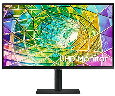 SAMSUNG LS27A800NMUXEN - Monitor Profesional de 27 4K UHD (3,840 x 2,160, Panel IPS), HDR10, 5ms, Flicker Free, Ajustable en Altura, inclinación, Giro y pivote, Plano