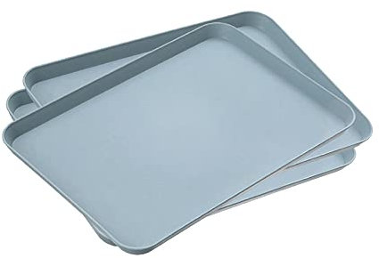 LtyTz 3 Pack 8 x 12 Inch Plastic Tray Blue - Restaurant Grade Non-Slip Tray Excellent for Weddings, Buffets, Birthday, Coffee Table, Kitchen & More