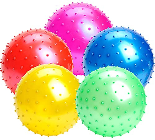 5Pack Sensory-Balls With Pump,8.6 Bouncy-Ball Knobby-Massage-Ball for Kids