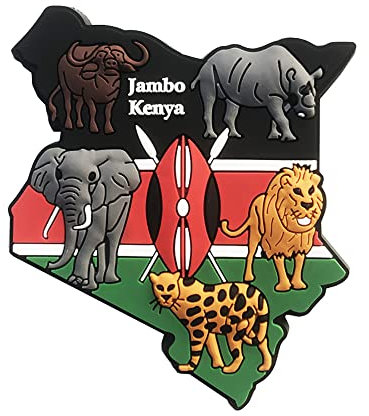 Imán para nevera, diseño de animales de Kenia en 3D, regalo de recuerdo de PVC, hecho a mano, colección de decoración para el hogar y la cocina