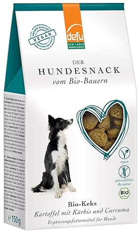 defu Hundesnacks | 1 x 150 g | Bio Hundekekse Kartoffel mit Kürbis und Curcuma | Vegane Premium Leckerlis für Ihren Hund