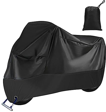 Housse Protection pour Moto et Vélo, Extérieur Étanche 210D Oxford, Trou de Serrure, Résistant à la Poussière, Neige, Pluie - Bâche pour Scooter 245x105x125cm XXL Noir
