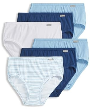 Jockey Women's Underwear Elance Hipster - 6 Pack, White/Boardwalk Stripe/Marina Blue/Blue Stardust, 7