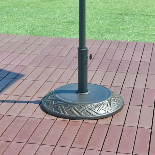 casa.pro Sonnenschirmständer Bisegna Betonsockel 25 kg Sonnenschirmhalter für Schirmstöcke Ø34/39/49/55 mm Sonnenschirmfuß mit Muster Ø50 x 7 cm inkl. Adapterringe Bronzefarben