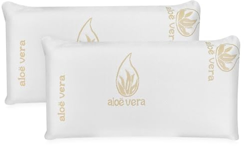 amuéblate online - Almohada Viscoelástica Visco Aloe Vera | Máximo Confort y Excelente Adaptabilidad con Propiedades Antiestrés | 2 Unidades de 75 x 40 cm