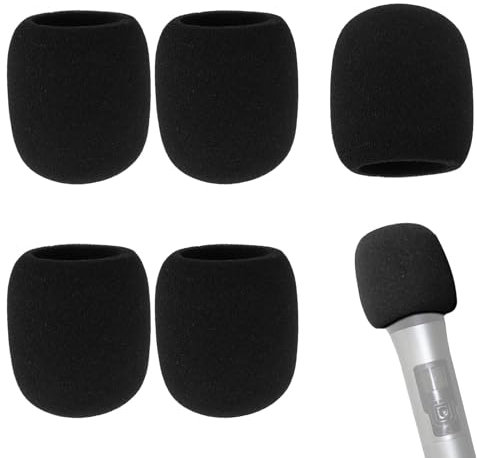 Mikrofon Windschutz,5 Stück Mikrofon Schaumstoff,Popschutz Mikrofon,Mikrofon Popschutz,Pop Schutz Windschutz Mikrofon,Verdickte Mikrofonabdeckung für Unterricht Treffen KTV,Durchmesser 6cm (Schwarz)
