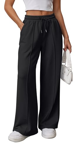 ATHMILE Lounge Pants Women High Waisted Baggy Pants Drawstring Athletic Joggers Sweatpants Teen Girl Clothes Black