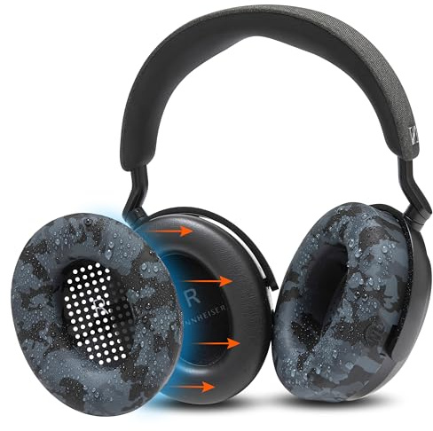 WC SweatZ Momentum 4 – Patentierte Ohrpolsterbezüge für kabellose Over-Ear-Kopfhörer Sennheiser Momentum 4 von Wicked Cushions | Schweißfest und leicht waschbar | Black Camo