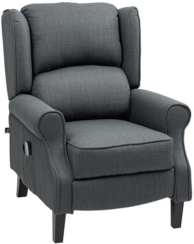 HOMCOM Relaxsessel Fernsehsessel mit Liegefunktion Massagesessel mit Wärmefunktion Fußteil Seitentasche Fernbedienung TV Sessel für Wohnzimmer Dunkelgrau